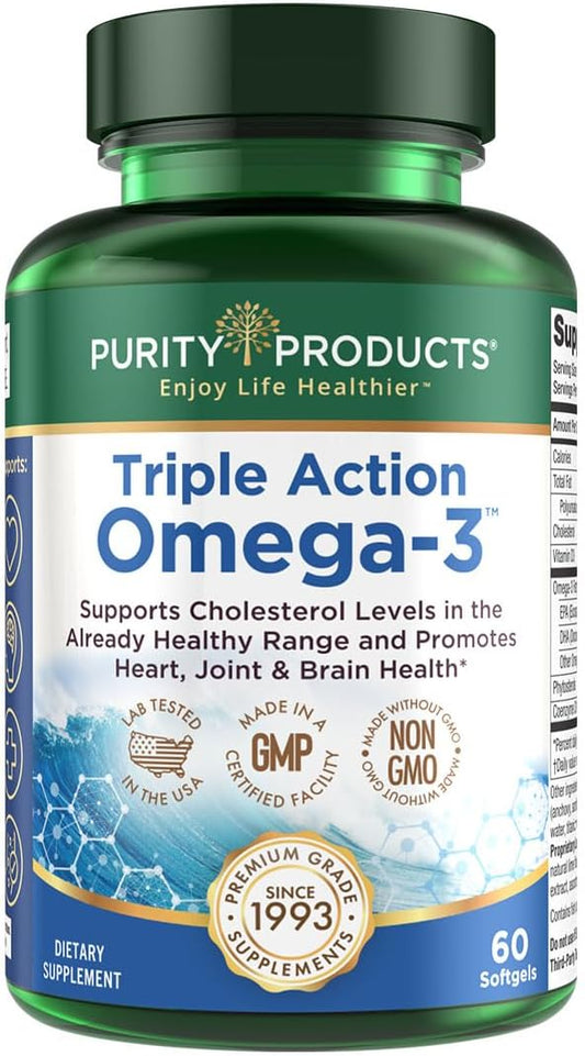 Omega-3 Super Pill with Triple Action Formula - 60 Softgels by Purity Products
