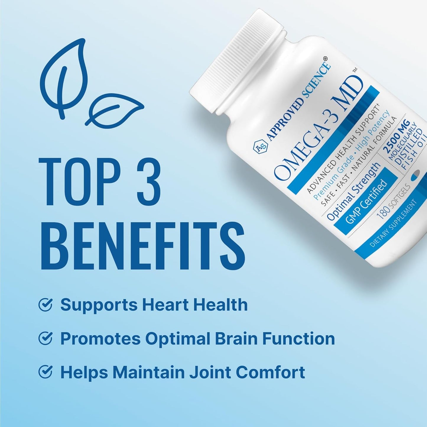 Omega-3MD Fish Oil EPA & DHA Supplement - Cognitive Health Support - 2 Bottles - 6 Months Supply by Approved Science
