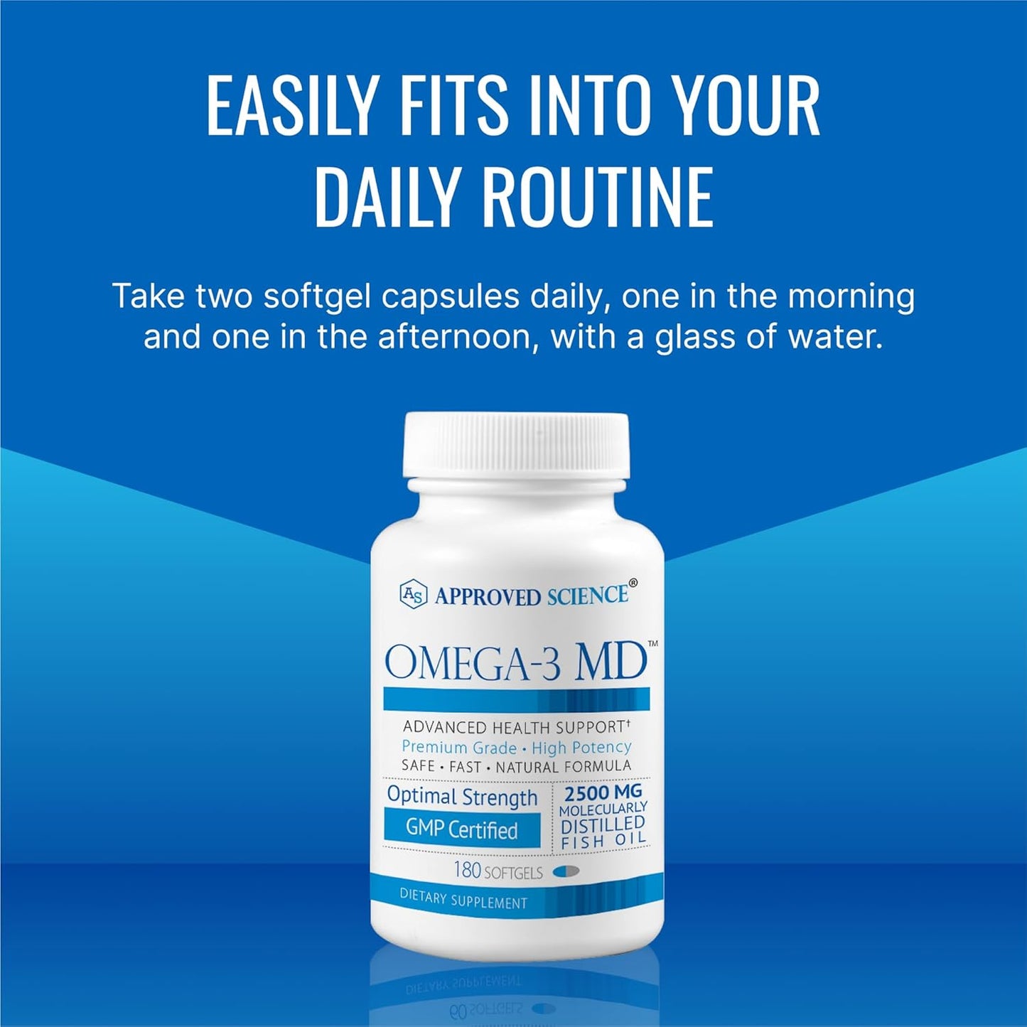 Omega-3MD Fish Oil EPA & DHA Supplement - Cognitive Health Support - 2 Bottles - 6 Months Supply by Approved Science