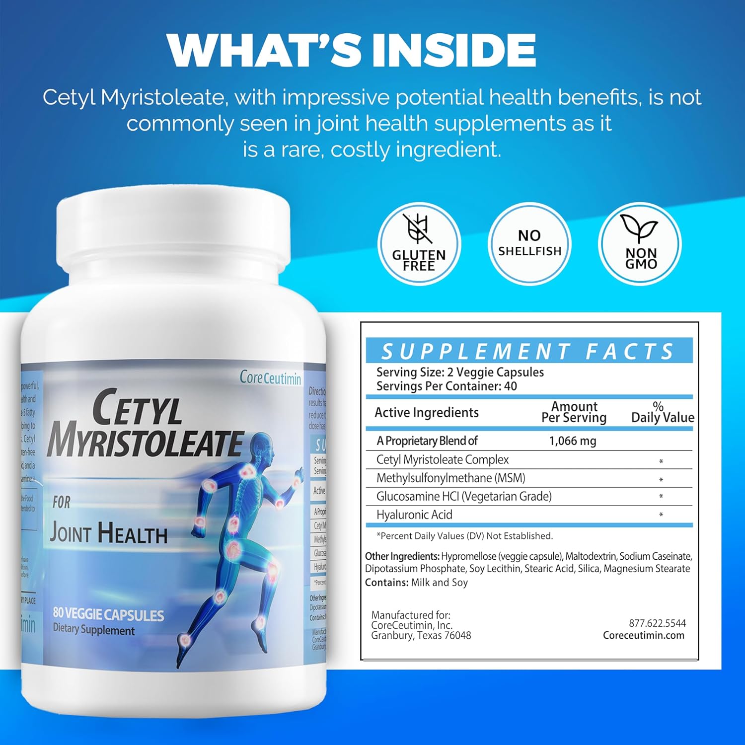 Omega 5 Fatty Acid Joint Support Supplement with Glucosamine & MSM - 80 Capsules for Relief from Joint Discomfort