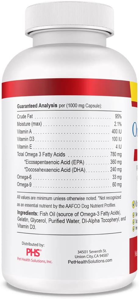 Omega-Caps ES for Large & Giant Dogs - Support Immune System, Joints, Heart, and Brain - 250 Softgel Capsules for Pet Health