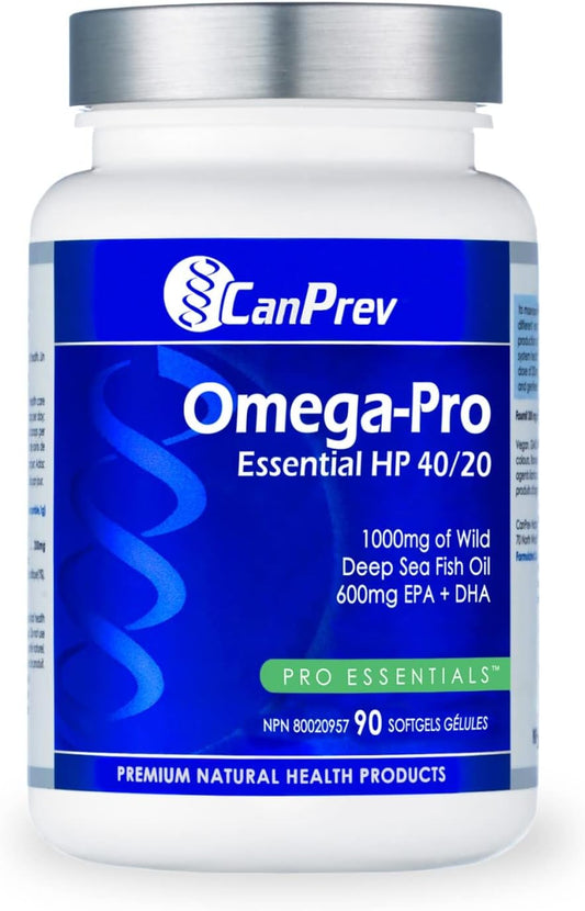 Omega-Pro Essential HP 40/20 Softgels - 90 Count by CanPrev - High Potency Omega-3 Supplement
