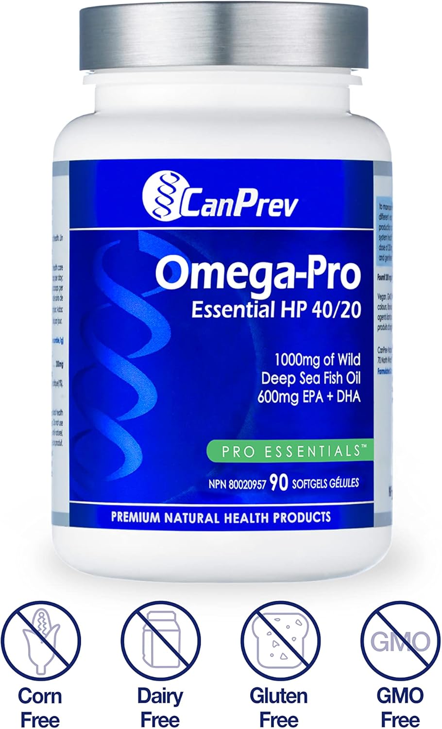 Omega-Pro Essential HP 40/20 Softgels - 90 Count by CanPrev - High Potency Omega-3 Supplement