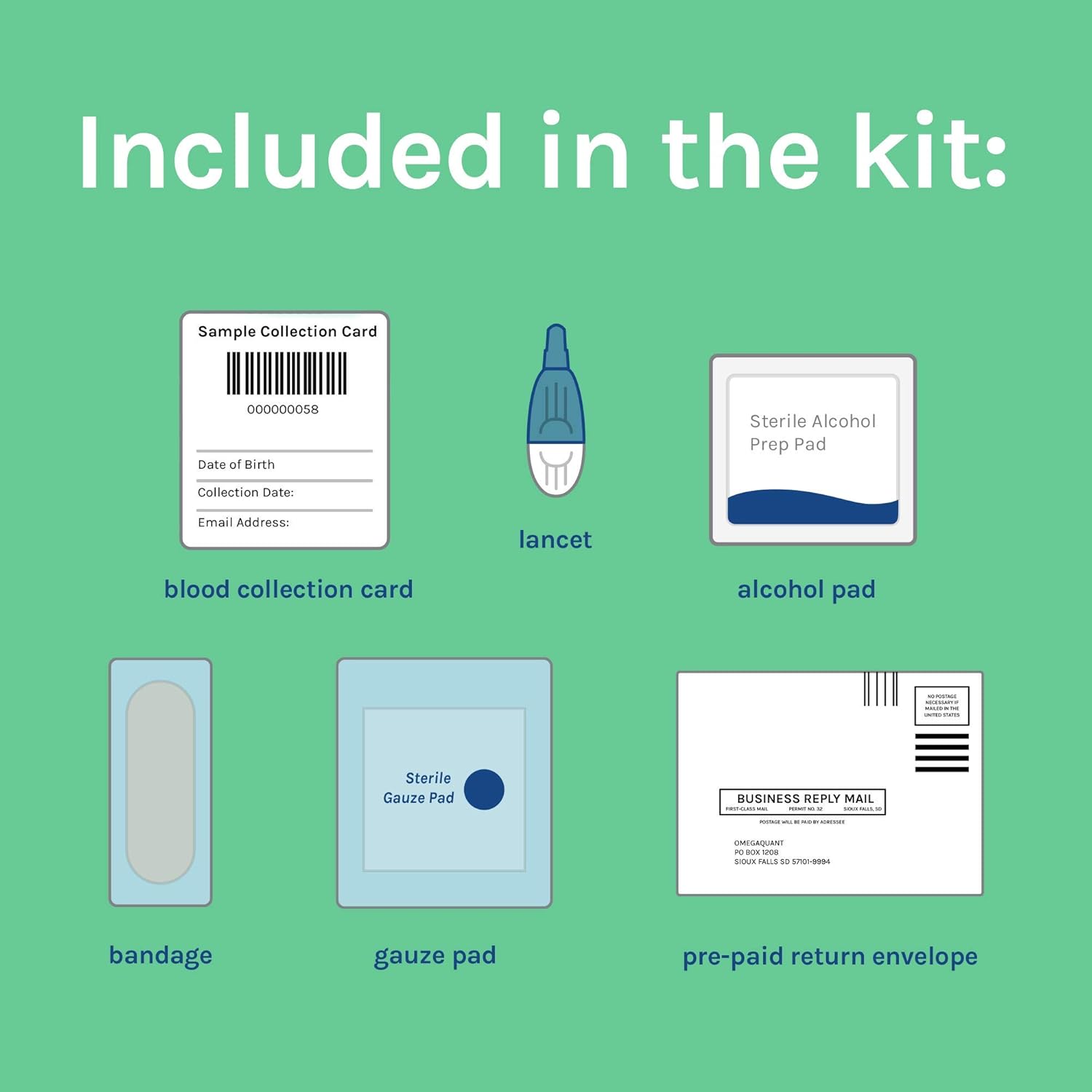 OmegaQuant Omega-3 Index Basic Home Test Kit with Blood Collection - Easy One Drop Blood Test for Omega-3 Levels | 1 Kit