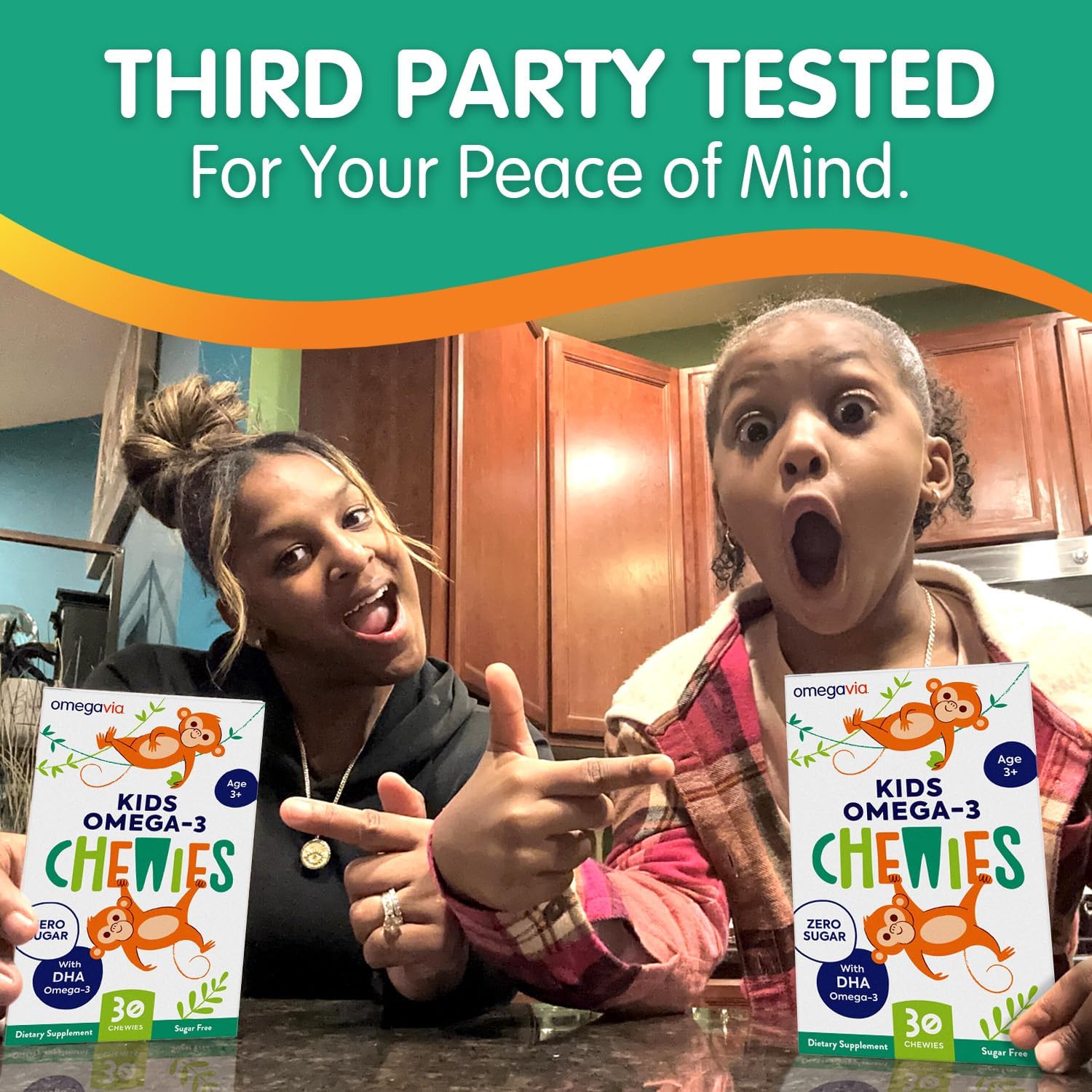 OmegaVia Ultra-High DHA Omega 3 Gummies for Kids - Brain & Eye Health Support - Sugar-Free Natural Fruit Flavor - 30 Count Omega 3 Fish Oil Gummies