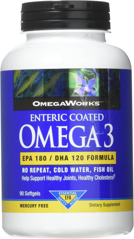 OmegaWorks Super Omega 3 Softgels with EPA and DHA for Healthy Joints, Enteric Coated, 90 Servings