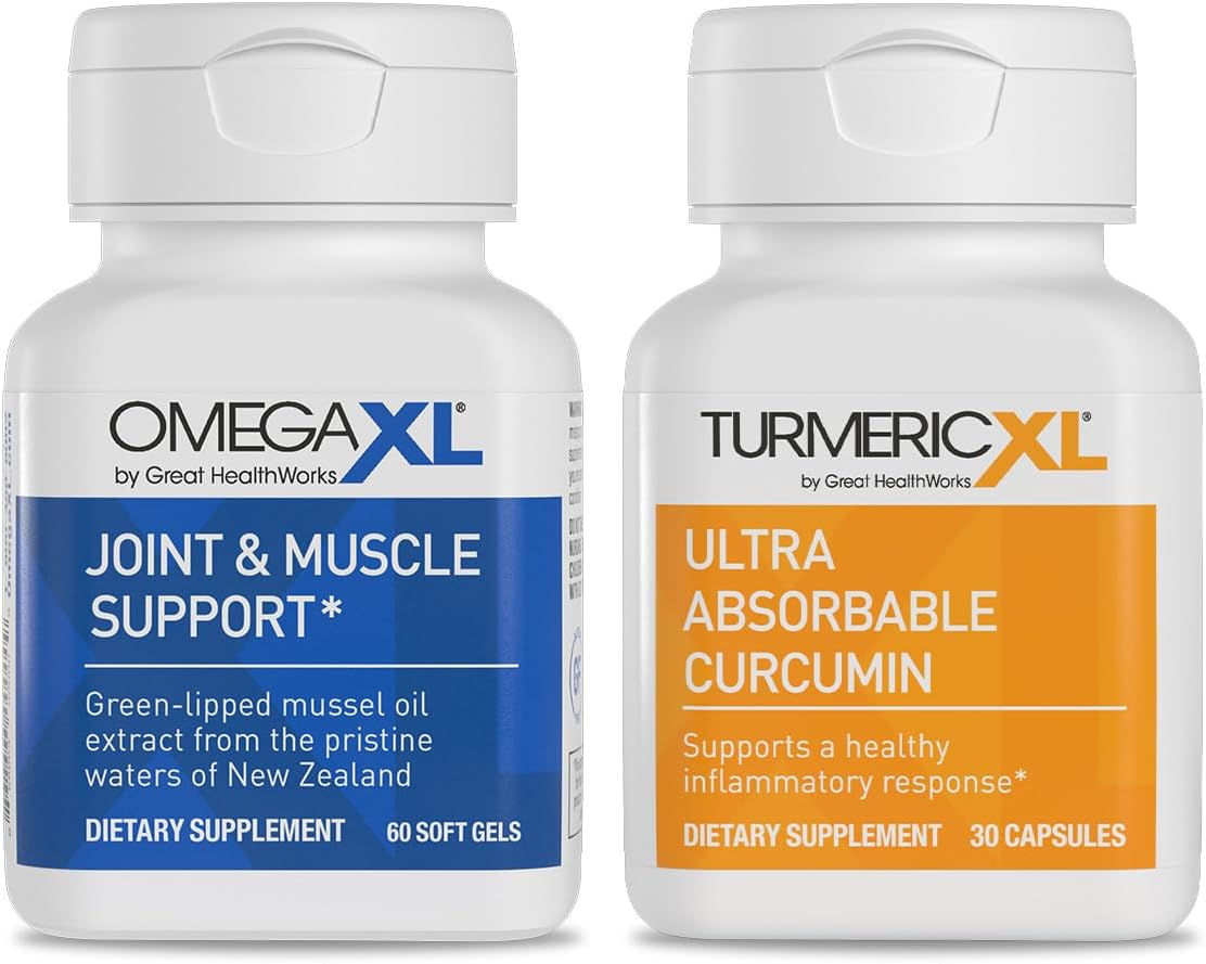 OmegaXL Joint and Muscle Support Supplement (60 Count) & TurmericXL Inflammatory Response Supplement (30 Count) for Overall Wellness