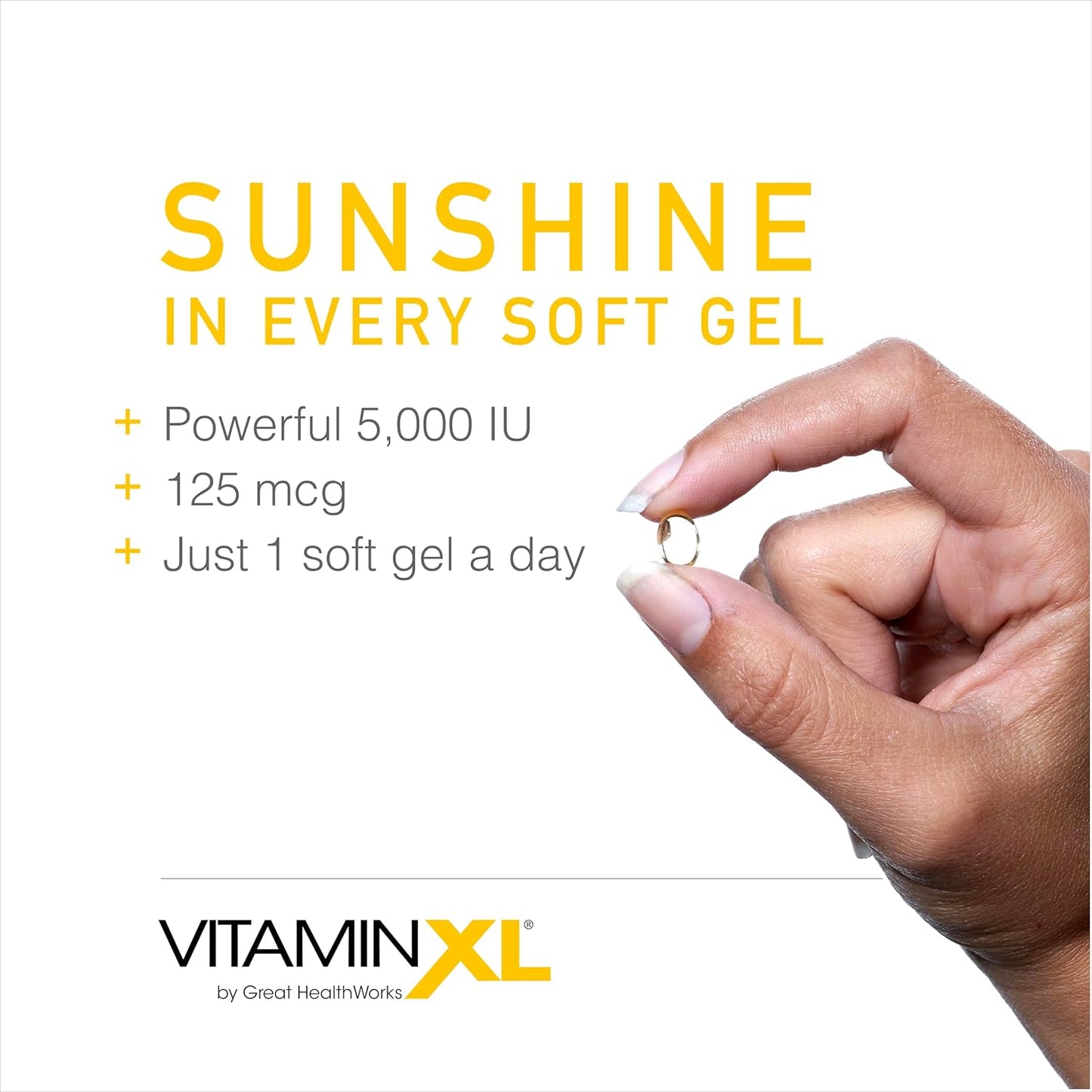 OmegaXL VitaminXL D3 High Potency Daily Vitamin D Supplement - 5000 IU for Immune Support, Healthy Muscles, Strong Bones - Non-GMO, Gluten-Free - 30 Softgels