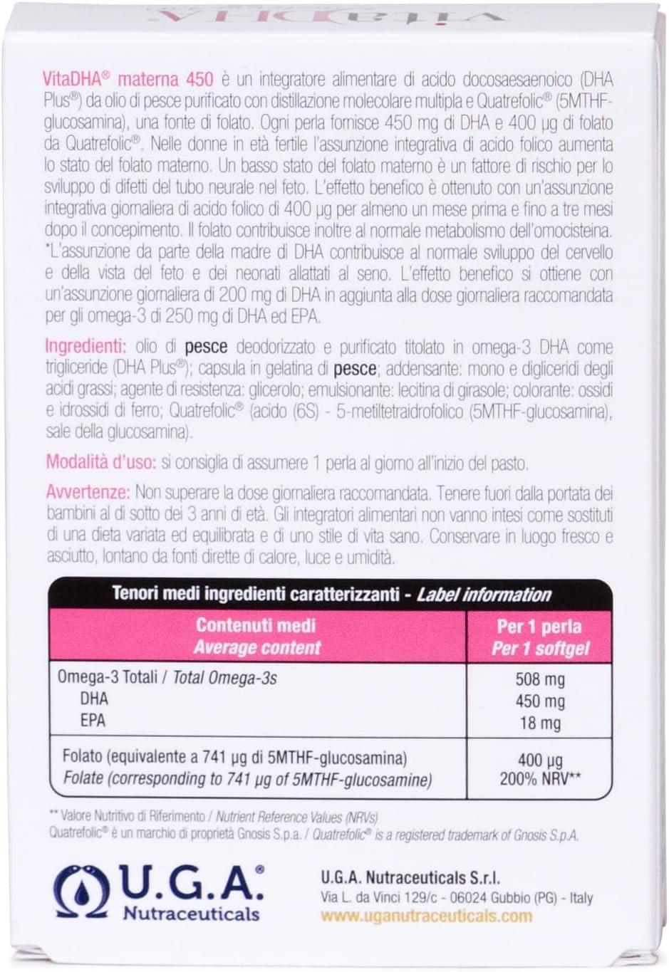 OMEGOR VitaDHA® Materna Softgels - 30ct | 450mg Omega 3 DHA for Pregnancy & Breastfeeding | Quatrefolic® Methylfolate: 3X More Bioavailable Than Folic Acid