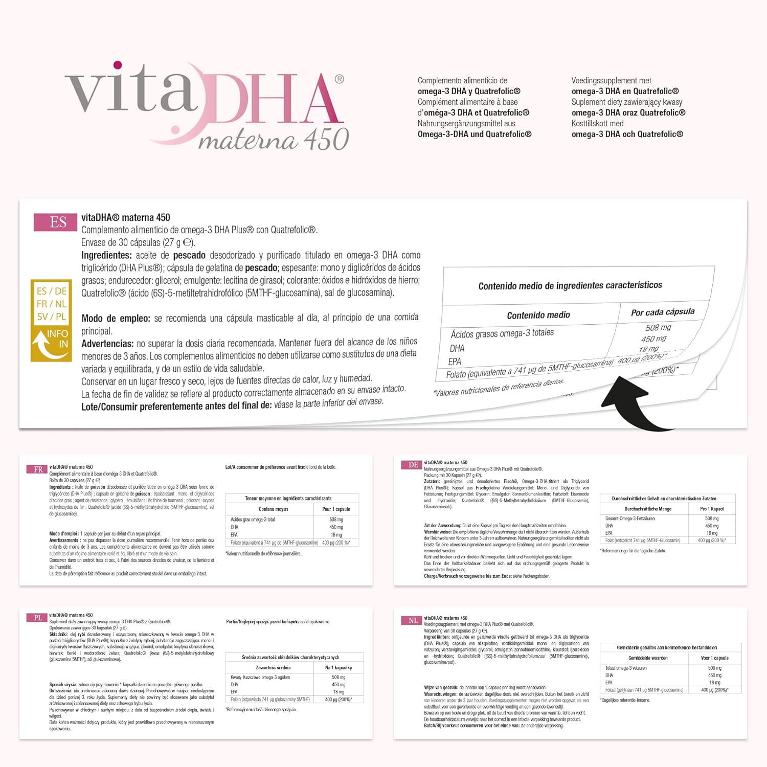 OMEGOR VitaDHA® Materna Softgels - 30ct | 450mg Omega 3 DHA for Pregnancy & Breastfeeding | Quatrefolic® Methylfolate: 3X More Bioavailable Than Folic Acid