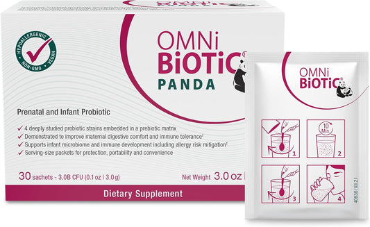 OMNi BiOTiC Panda: Prenatal & Infant Probiotic for Mom & Baby - Supports Gut Health & Immune System - Vegan, Hypoallergenic, Non-GMO (1 Pack)