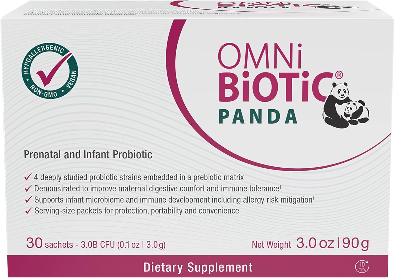 OMNi BiOTiC Panda: Prenatal & Infant Probiotic for Mom & Baby - Supports Gut Health & Immune System - Vegan, Hypoallergenic, Non-GMO (1 Pack)