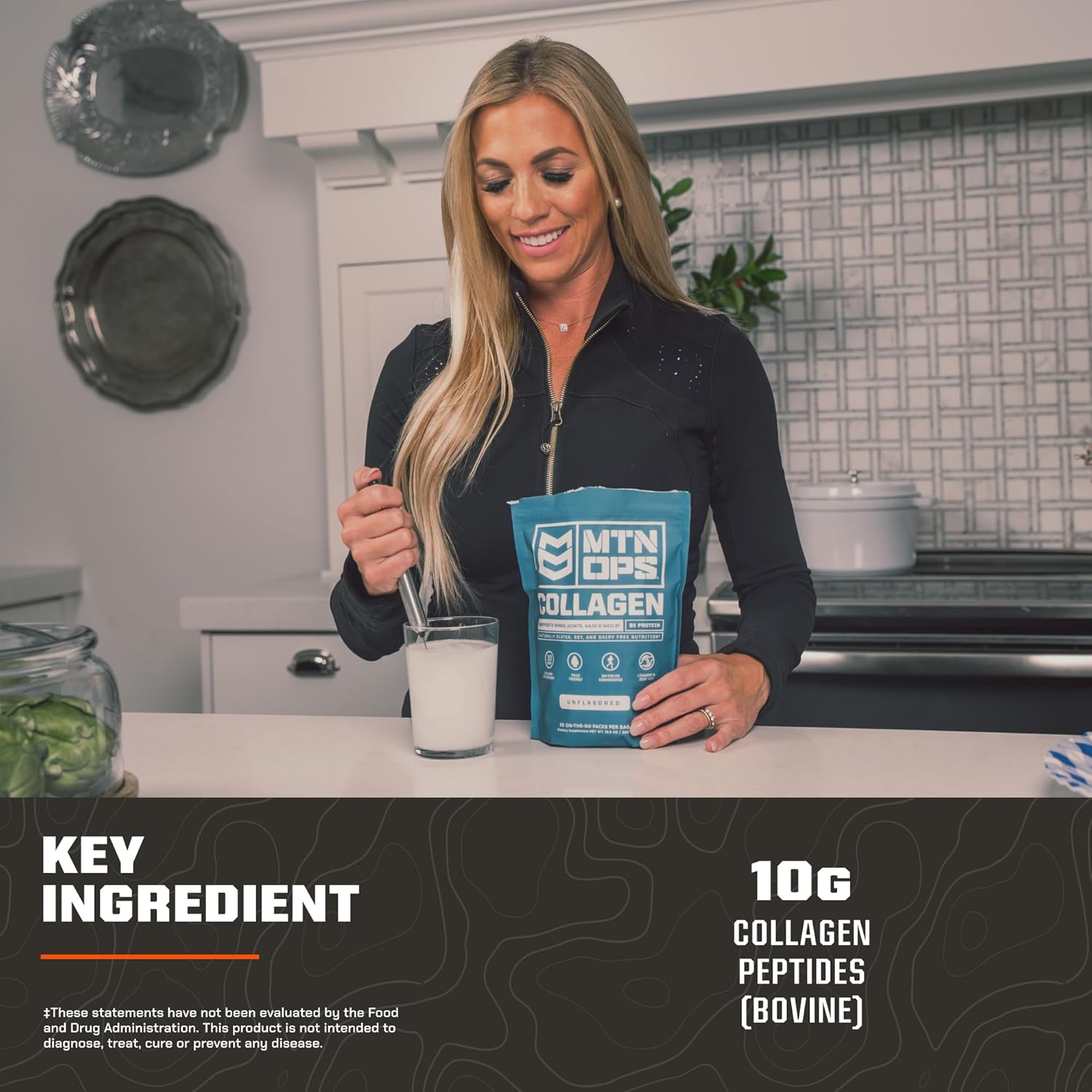 On-The-Go MTN OPS Collagen Protein Powder Packs - 30 Packs, Unflavored & Highly Digestible with 9g Protein/serving