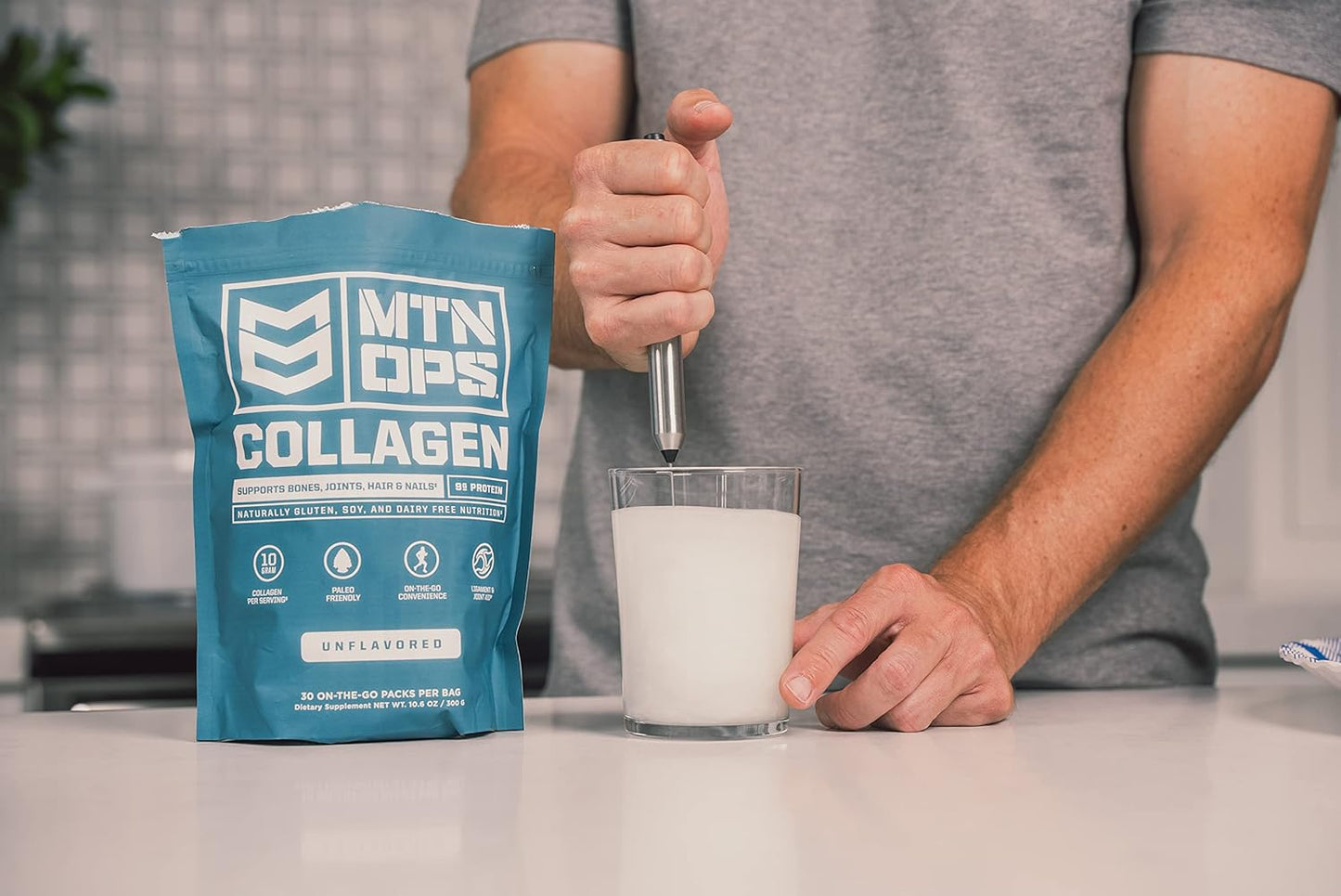 On-The-Go MTN OPS Collagen Protein Powder Packs - 30 Packs, Unflavored & Highly Digestible with 9g Protein/serving