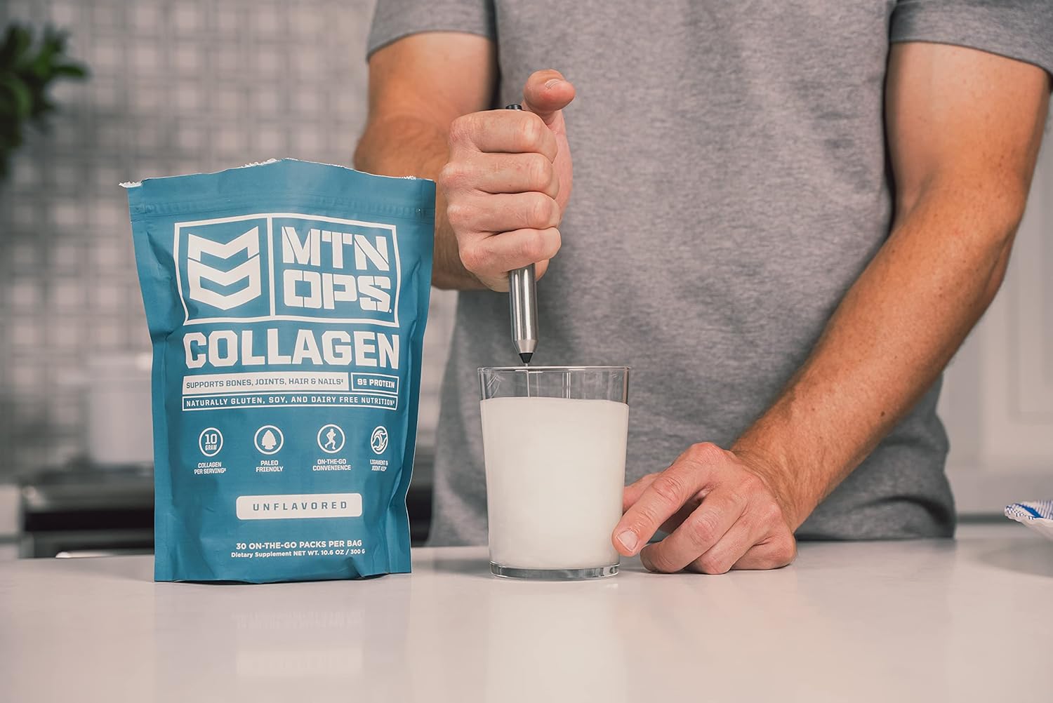 On-The-Go MTN OPS Collagen Protein Powder Packs - 30 Packs, Unflavored & Highly Digestible with 9g Protein/serving