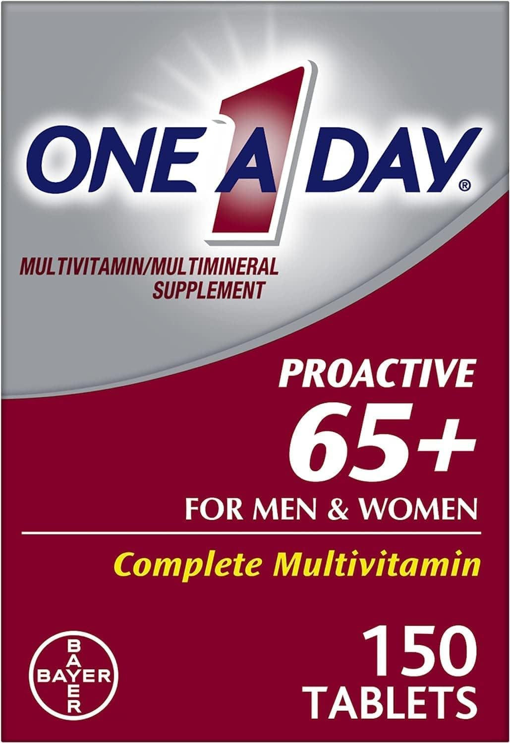 One-A-Day Proactive 65 Plus Multivitamin Tablets for Men and Women - 300 Tablets, Pack of 2