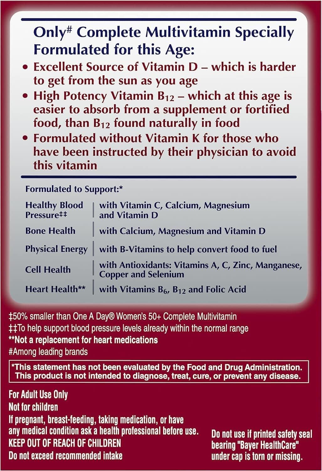 One-A-Day Proactive 65 Plus Multivitamin Tablets for Men and Women - 300 Tablets, Pack of 2