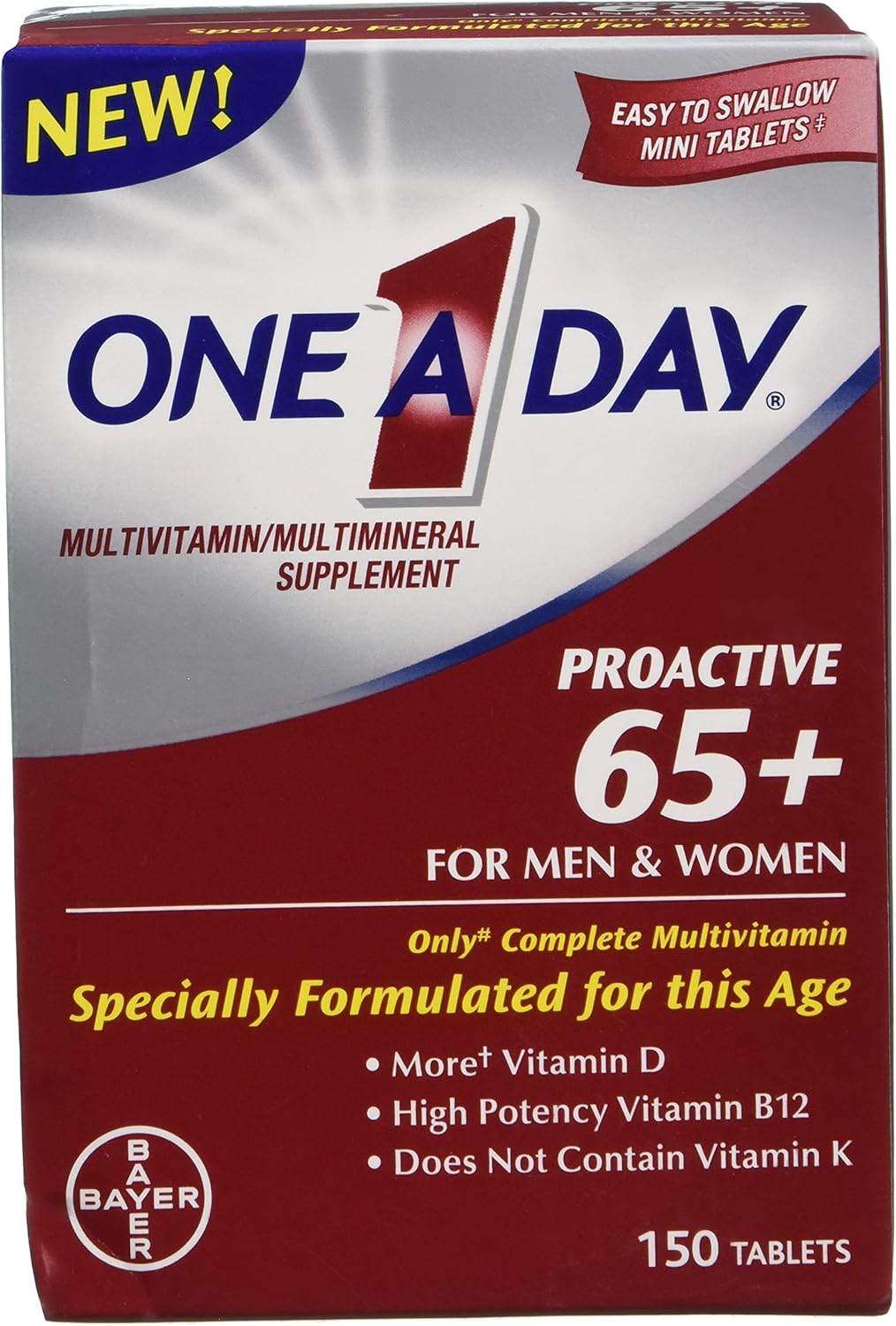 One-A-Day Proactive 65 Plus Multivitamins for Men and Women - 300 Count, Pack of Two