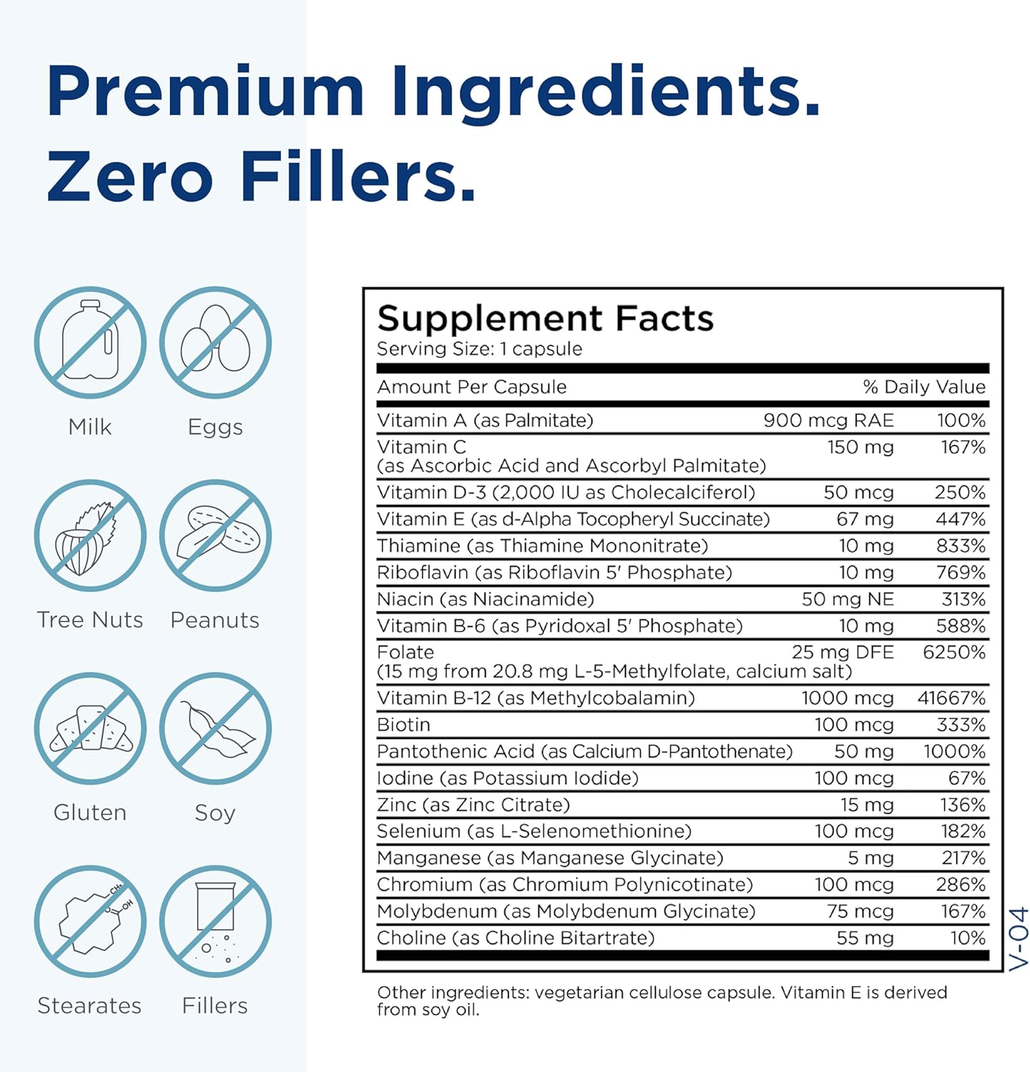 One Daily Multivitamin with 15mg L-Methylfolate for Brain Health and Energy Support (30 Capsules)