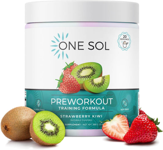 One Sol Strawberry Kiwi Women's Pre-Workout - Enhanced Pump & Focus, Natural Ingredients, Vegan & Gluten Free