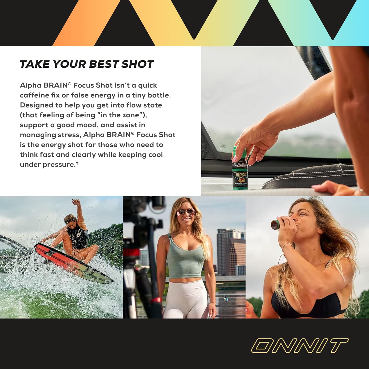 ONNIT Alpha Brain Peach Energy Shot Supplement - Boost Energy, Focus, Mood, Reduce Stress - 6 Pack (2.5 fl oz each)