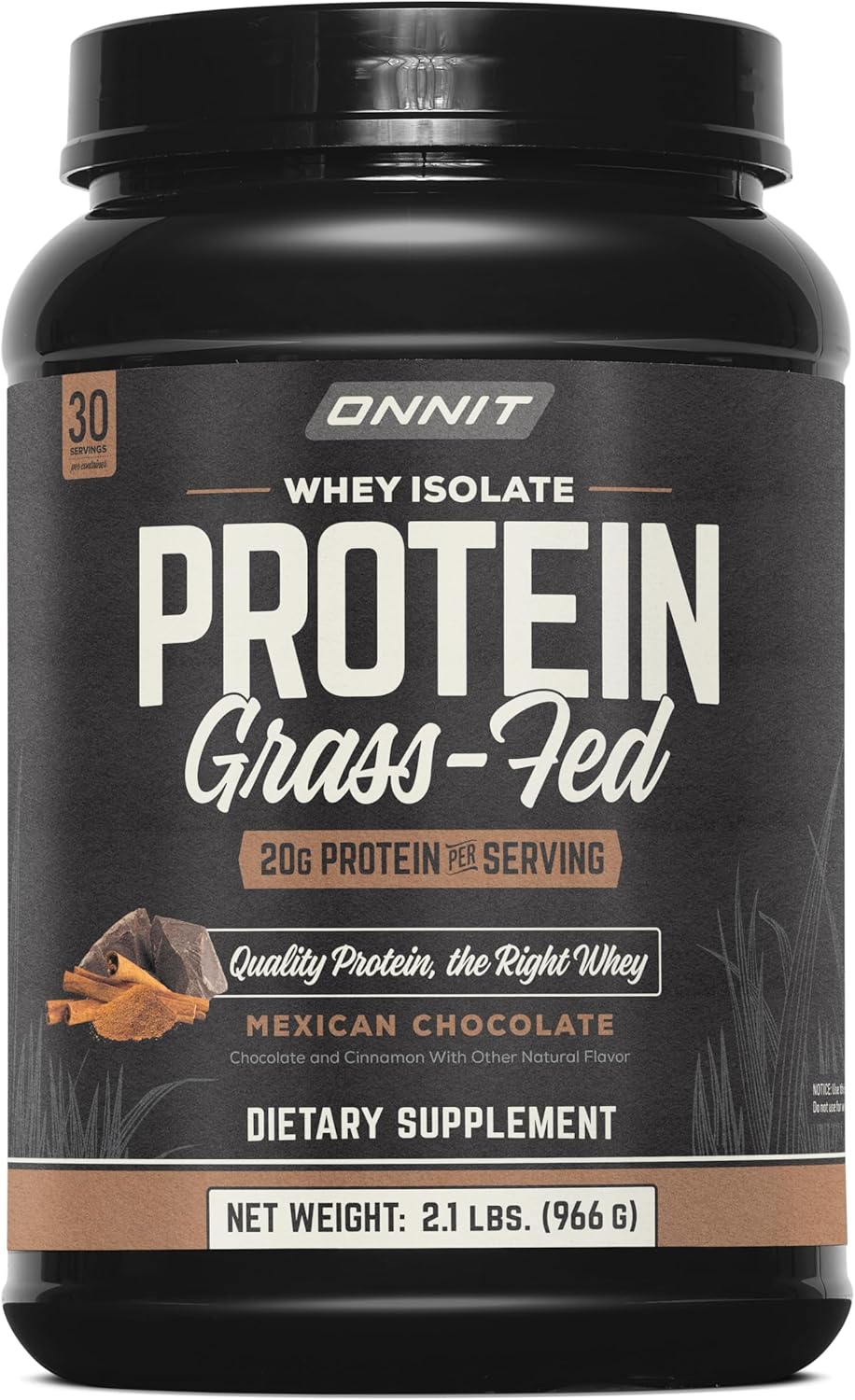 ONNIT Grass-Fed Whey Isolate Protein Powder - Mexican Chocolate Flavor (30 Servings)
