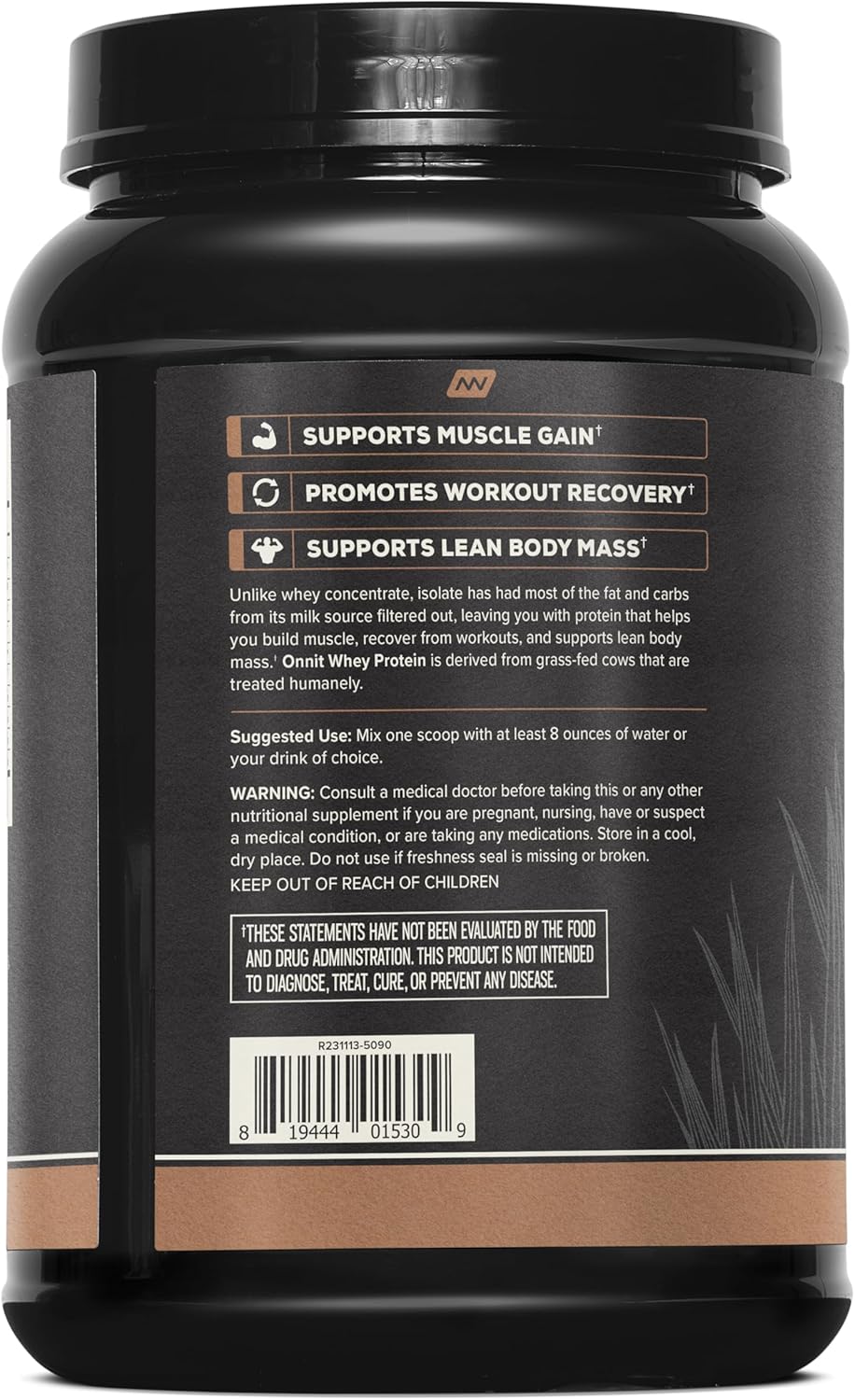 ONNIT Grass-Fed Whey Isolate Protein Powder - Mexican Chocolate Flavor (30 Servings)
