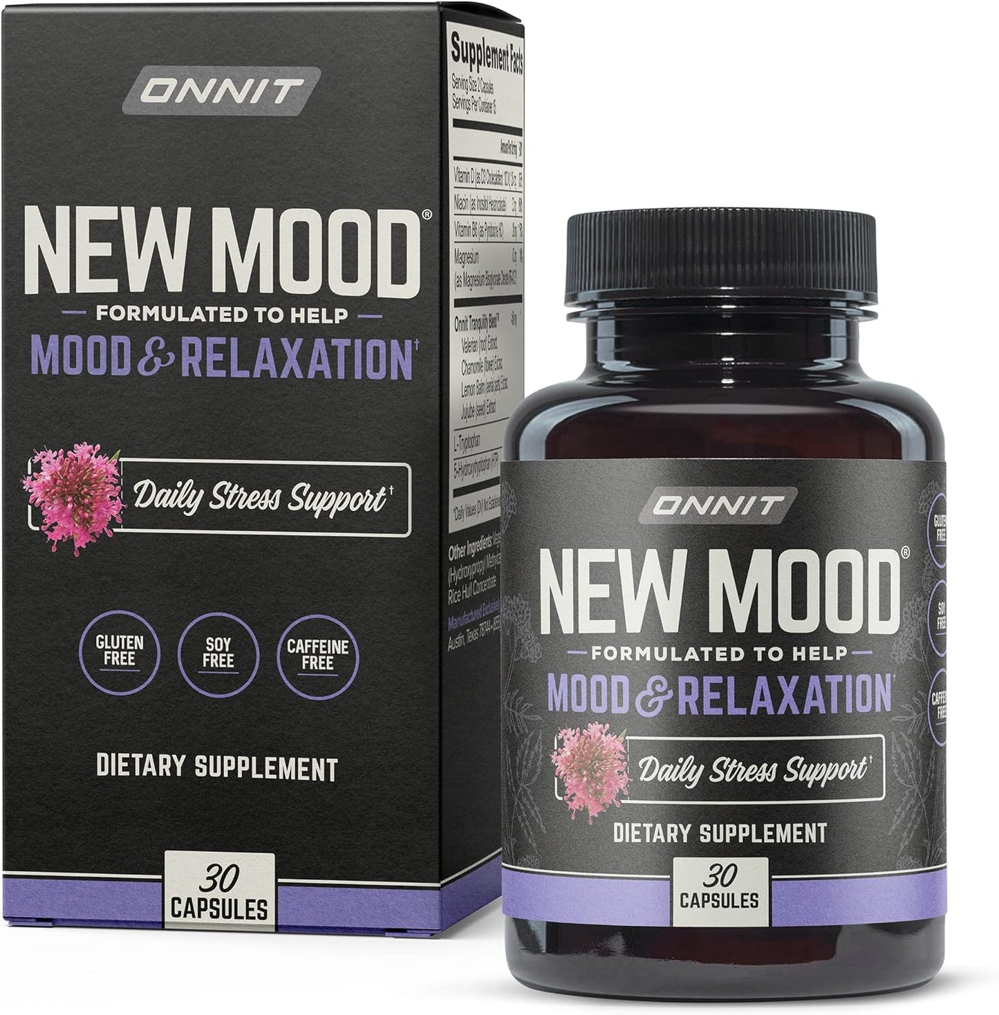 ONNIT New Mood Supplement - Supports Occasional Stress Relief, Sleep, and Mood (30 Count)