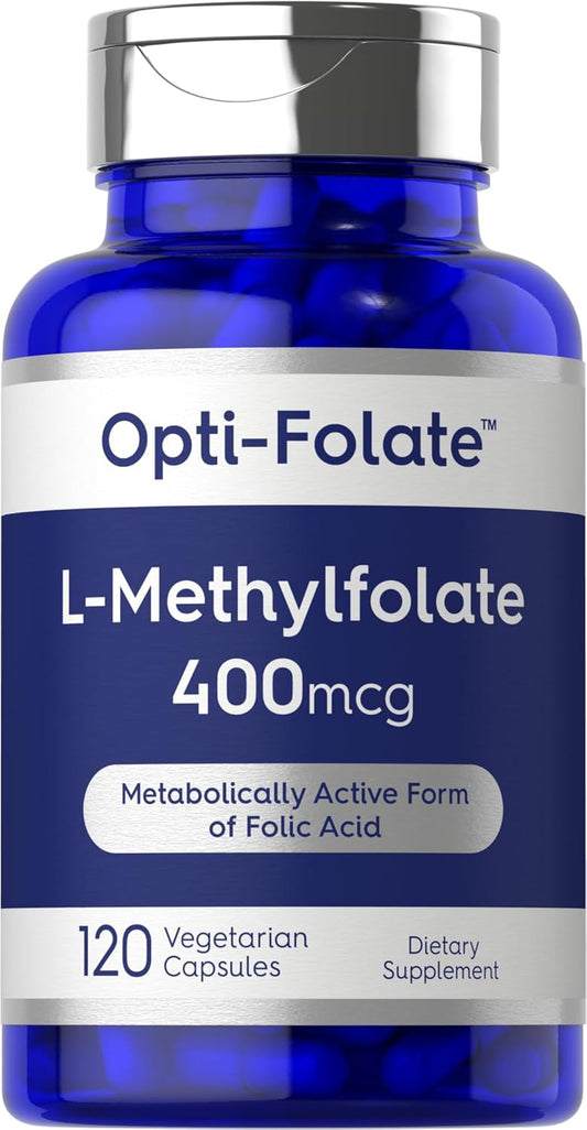 Opti-Folate Methylfolate 400mcg Capsules - 120 Count, Vegetarian, Non-GMO, Gluten Free - Activated Folate Supplement