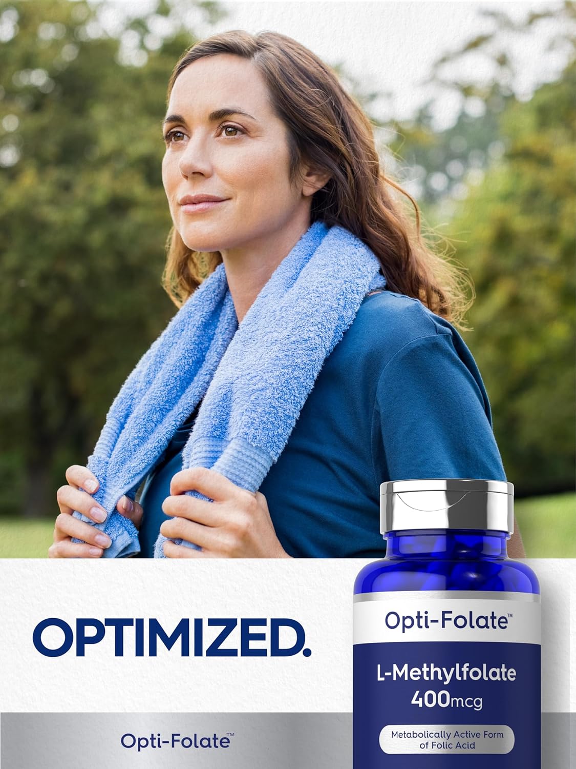 Opti-Folate Methylfolate 400mcg Capsules - 120 Count, Vegetarian, Non-GMO, Gluten Free - Activated Folate Supplement