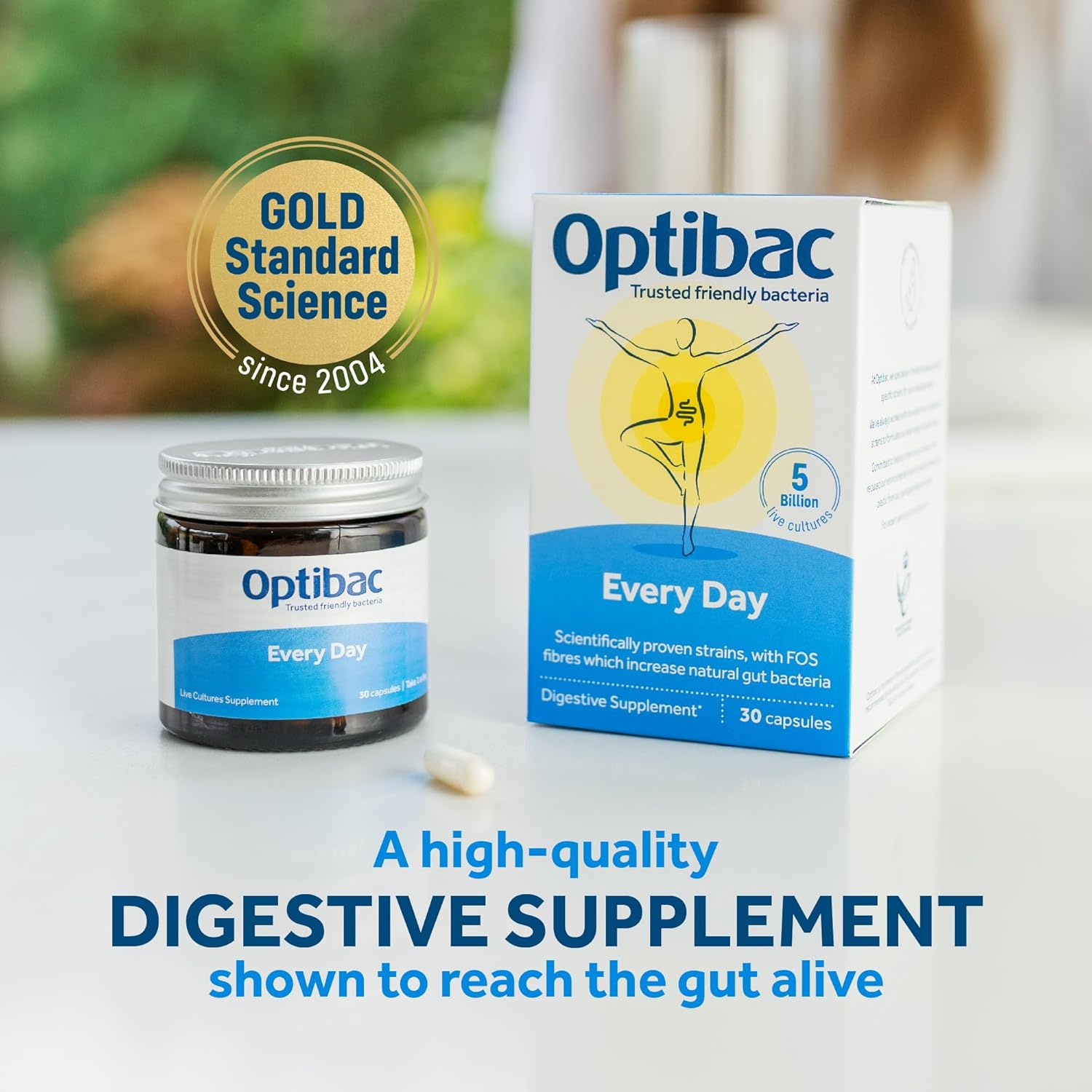 OPTIBAC Daily Wellbeing Probiotic Supplement, 180 Capsules for Gut Health & Immune Support