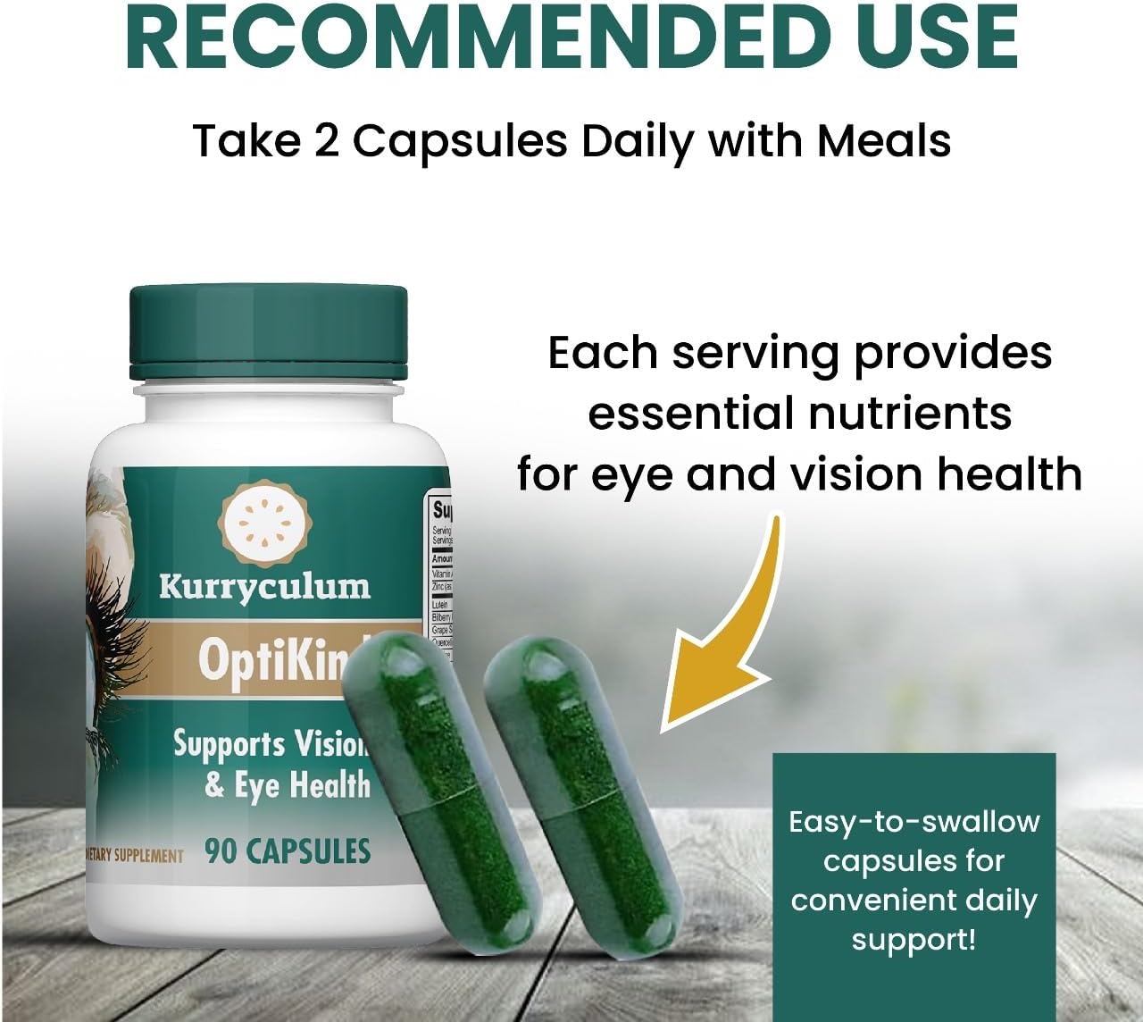 OptiKind Kurryculum Vision and Eye Health Supplement - 90 Capsules for Optimal Eye Health