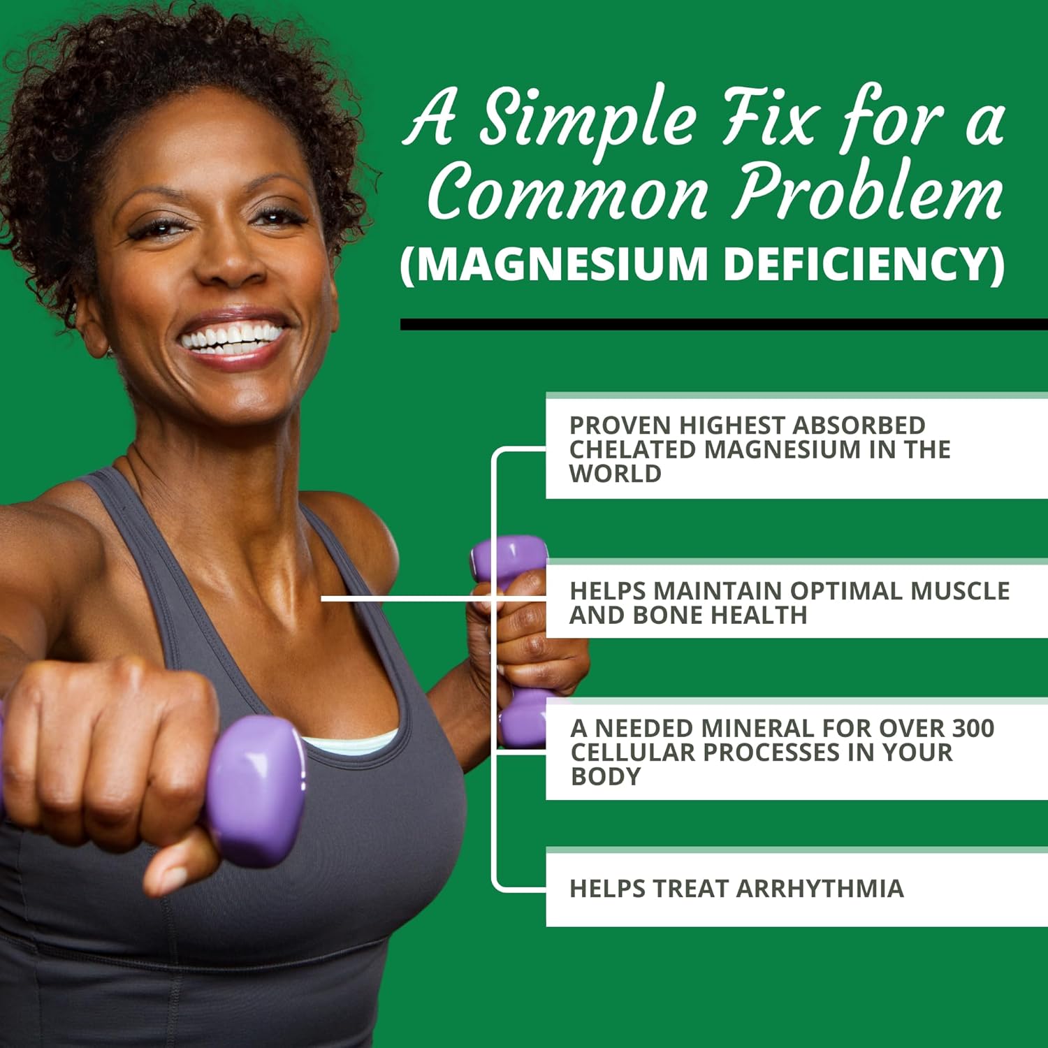 Optimal Health Systems Patented Magnesium Glycinate Capsules for Muscle, Bone, and Heart Health - 291 mg - 90 Count