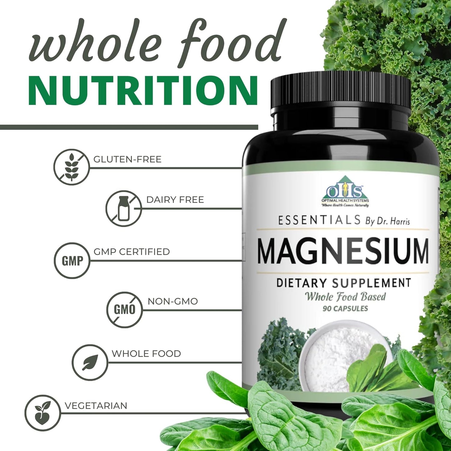 Optimal Health Systems Patented Magnesium Glycinate Capsules for Muscle, Bone, and Heart Health - 291 mg - 90 Count