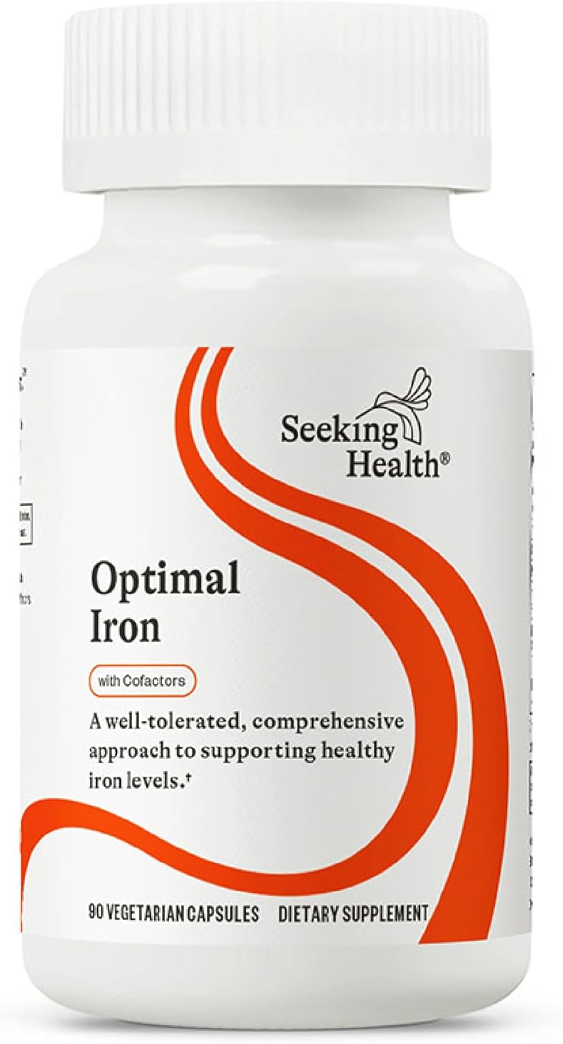 Optimal Iron Supplement with Vitamin C and Riboflavin - Supports Iron Metabolism and Utilization - 90 Capsules