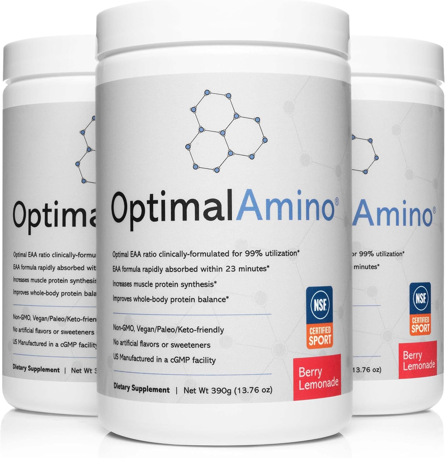 OptimalAmino Elite Bundle (3 Months Supply) - Best Pre/Post Workout Recovery Drink with 99% Utilization - NSF Certified for Sport - Essential Amino Acid Supplement