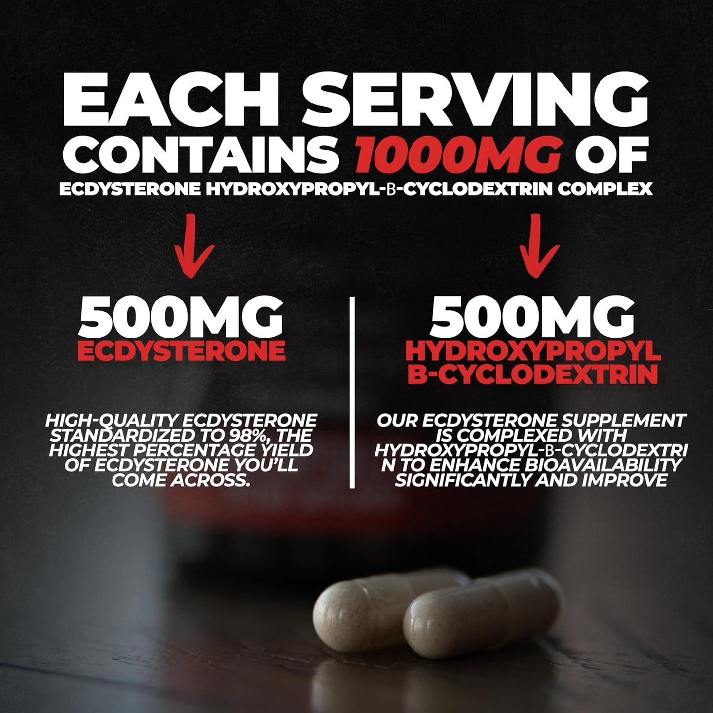 Optimally Dosed 1000mg Beta Ecdysterone Muscle Builder for Men - 98% Highest Purity with Superior Absorption