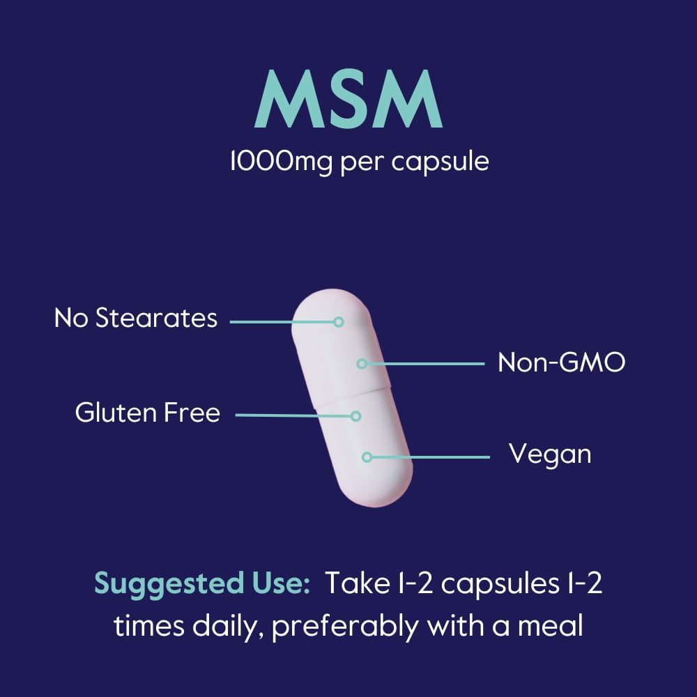 OptiMSM MSM 1000mg Supplement for Joint Support (480 Capsules) - GMO Free, Gluten Free - No Stearates - Bestvite