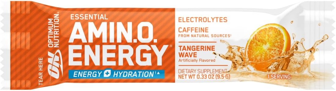 Optimum Nutrition Amino Energy Plus Electrolytes Stick Packs, Tangerine Wave Flavor, 7 Packets