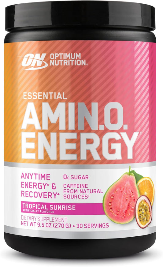 Optimum Nutrition Amino Energy Pre Workout Powder - Tropical Sunrise Flavor, 30 Servings - Green Tea, BCAA, Amino Acids, Green Coffee Extract - Keto Friendly Energy Supplement