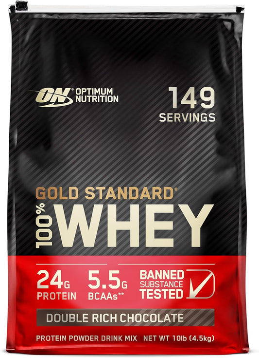 Optimum Nutrition Gold Standard 100% Whey Protein Powder - Double Rich Chocolate - 10lb - Various Packaging