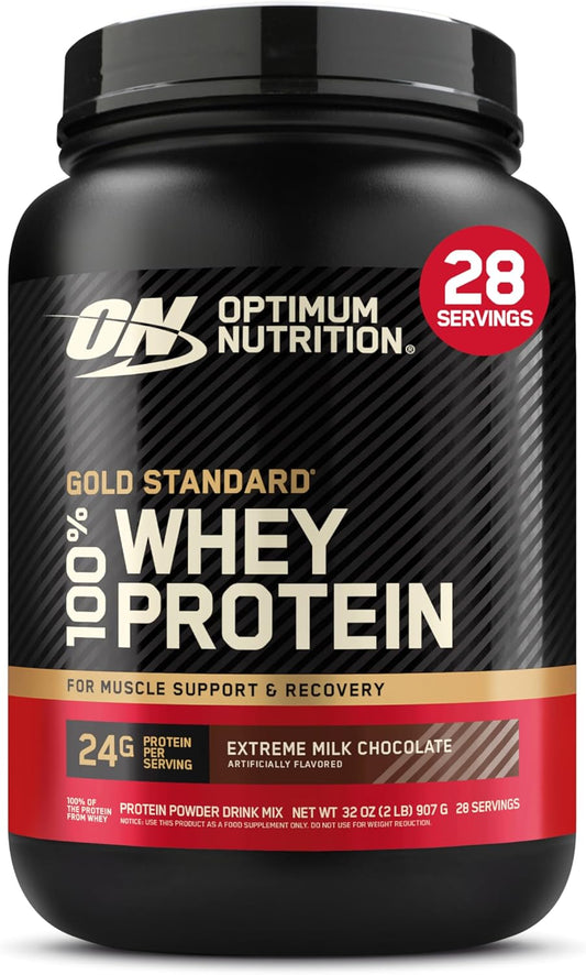 Optimum Nutrition Gold Standard 100% Whey Protein Powder, Extreme Milk Chocolate, 2 lb - Packaging May Vary