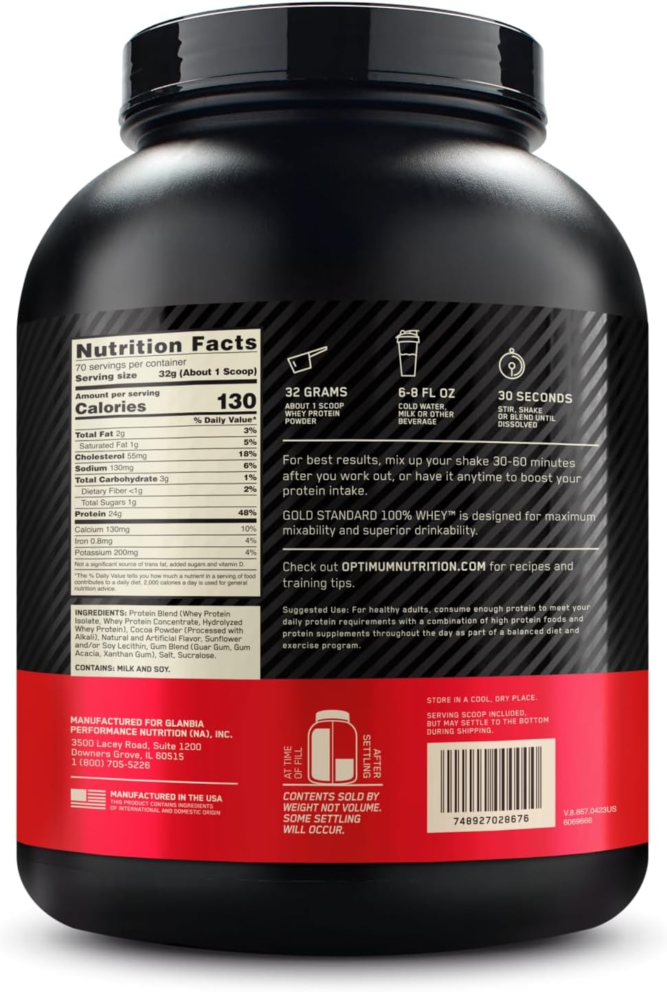 Optimum Nutrition Gold Standard® 100% Whey Protein Powder, Chocolate Mint Flavor, 4.94 lb (2.24 kg)