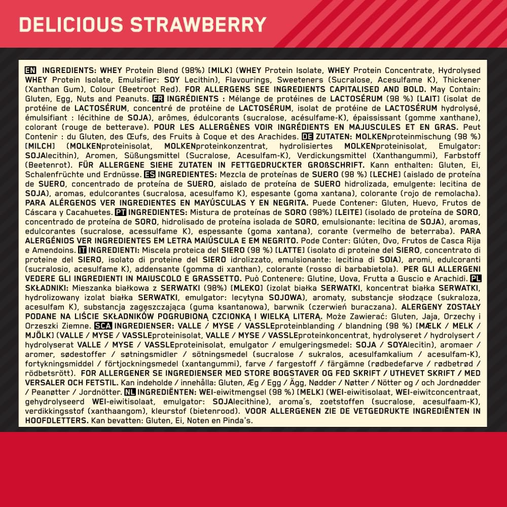 Optimum Nutrition Gold Standard 100% Whey Protein Powder - Vanilla Ice Cream Flavor - 10lb Bag