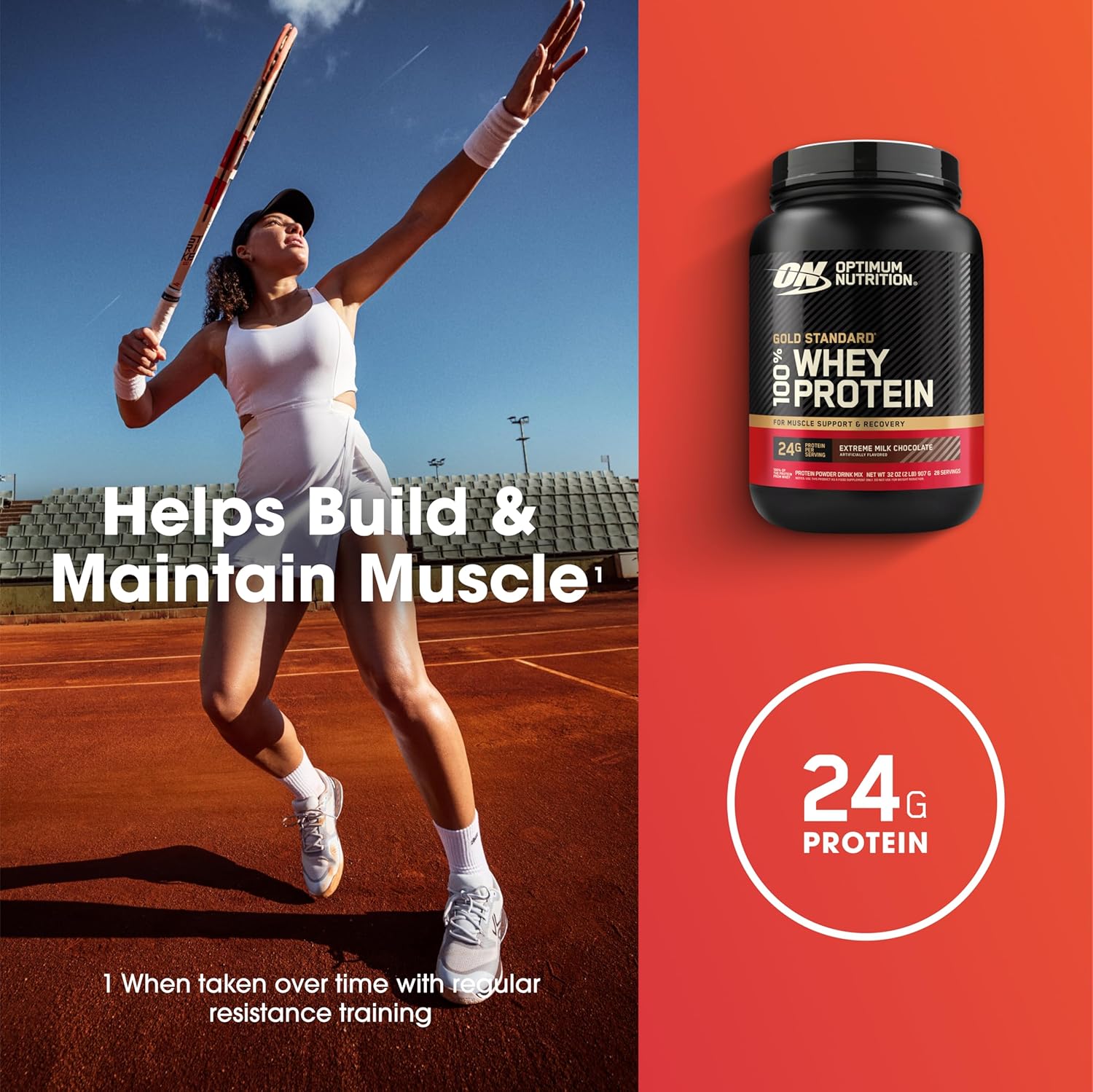 Optimum Nutrition Gold Standard 100% Whey Protein Powder, Extreme Milk Chocolate, 2 lb - Packaging May Vary