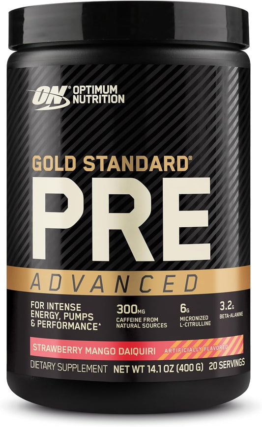 Optimum Nutrition Gold Standard Pre Workout Advanced with Creatine & Caffeine, Keto Friendly Strawberry Mango Daiquiri - 20 Servings