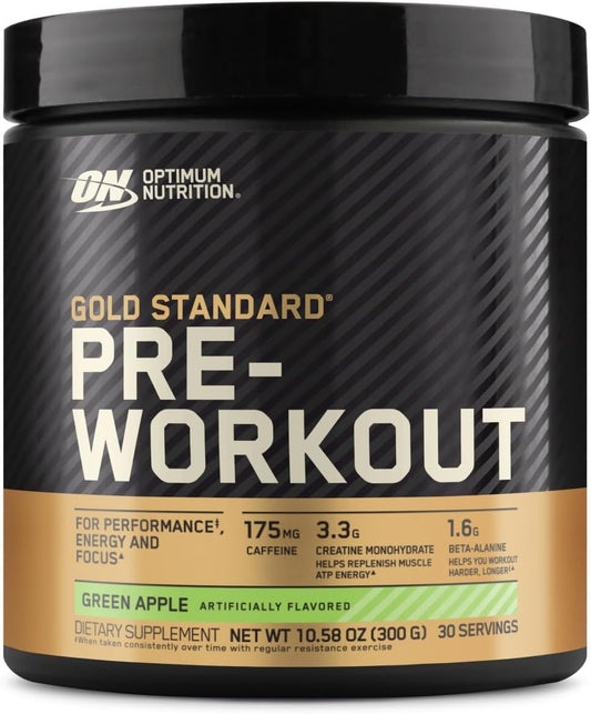 Optimum Nutrition Gold Standard Pre Workout Green Apple Flavor - 30 Servings with Creatine, Beta-Alanine, Caffeine