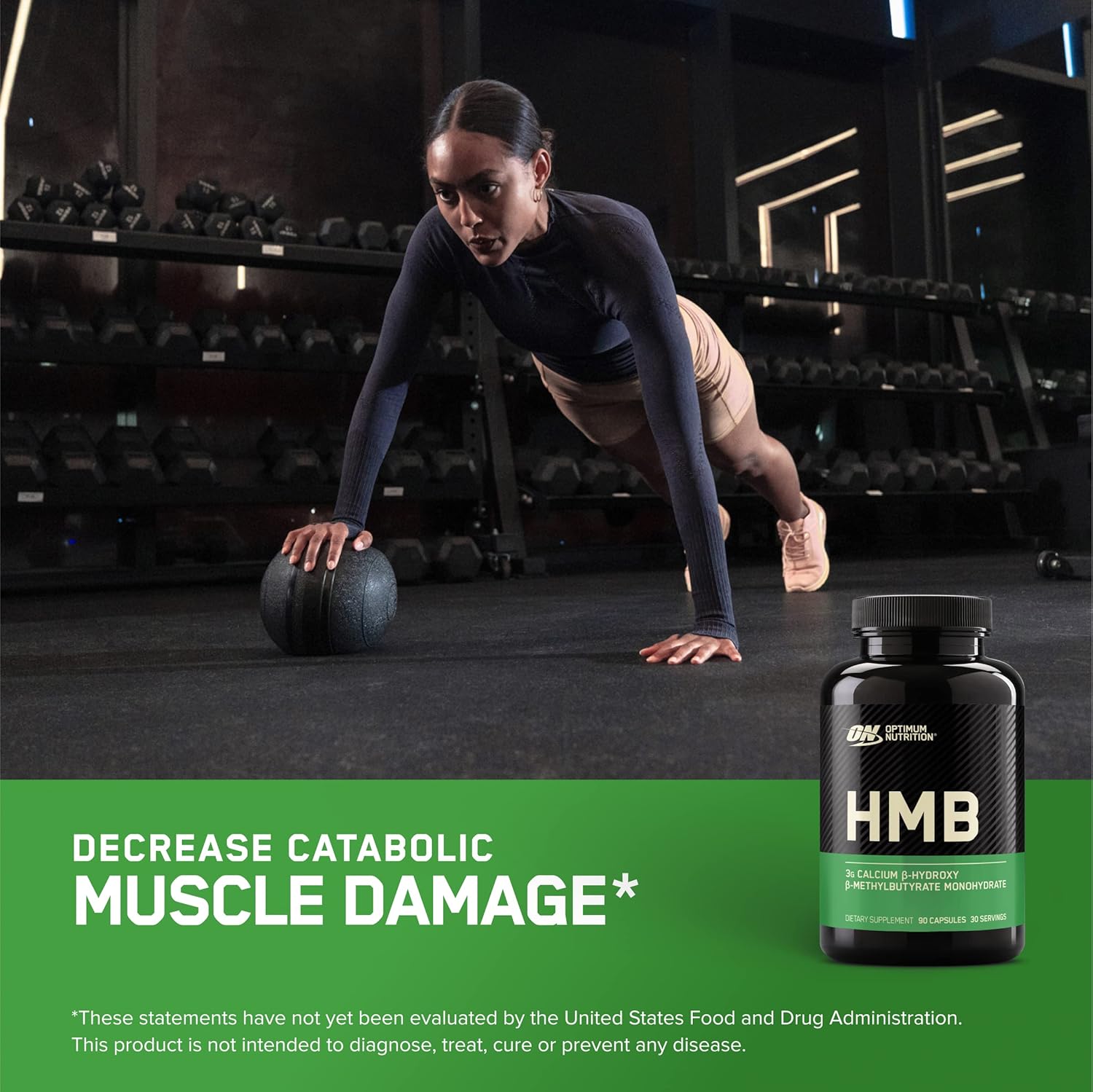 Optimum Nutrition HMB 1000 Capsules - High Quality Calcium Beta-Hydroxy Beta-Methylbutyrate, 90 Caps, 30 Servings