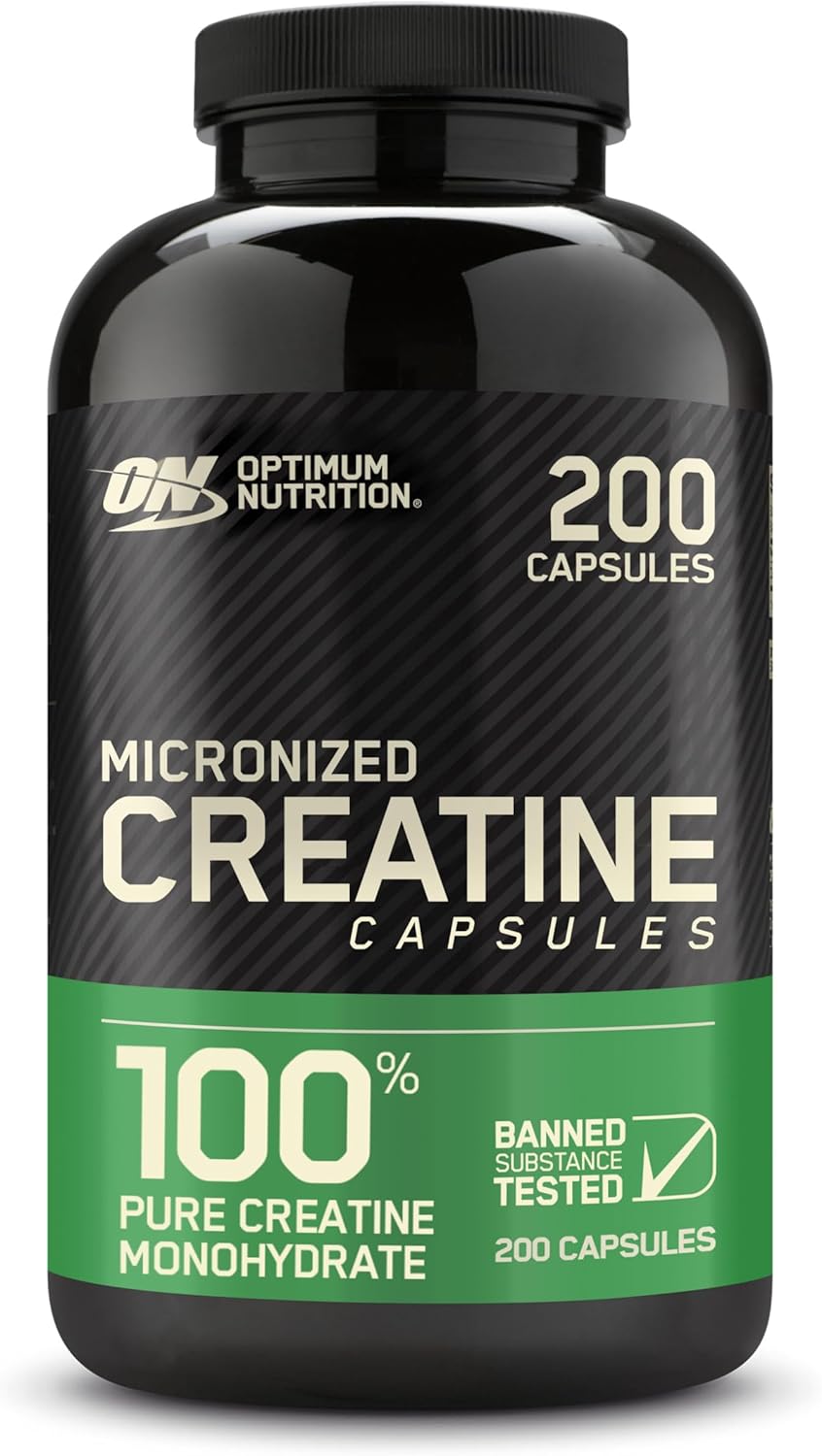 Optimum Nutrition Micronized Creatine Monohydrate Capsules - Keto Friendly, 2500mg, 200 Capsules