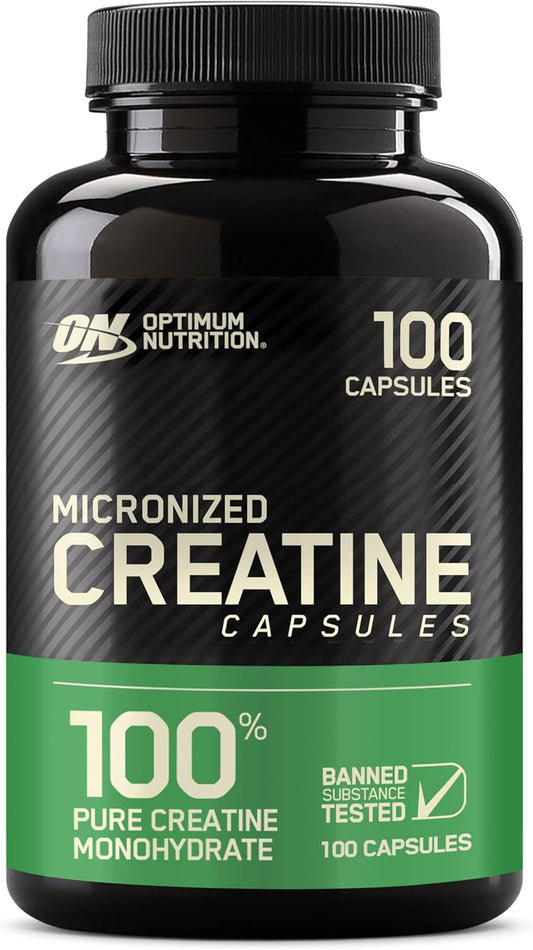 Optimum Nutrition Micronized Creatine Monohydrate Capsules - 2500mg, 100 Capsules - Keto Friendly Formula